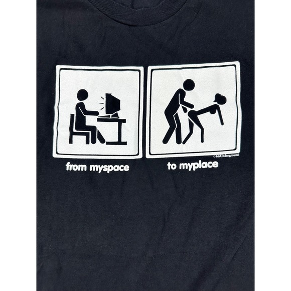 Y2K Spencer's Novelty Humor Graphic T-Shirt Black Men's Size 2XL MySpace